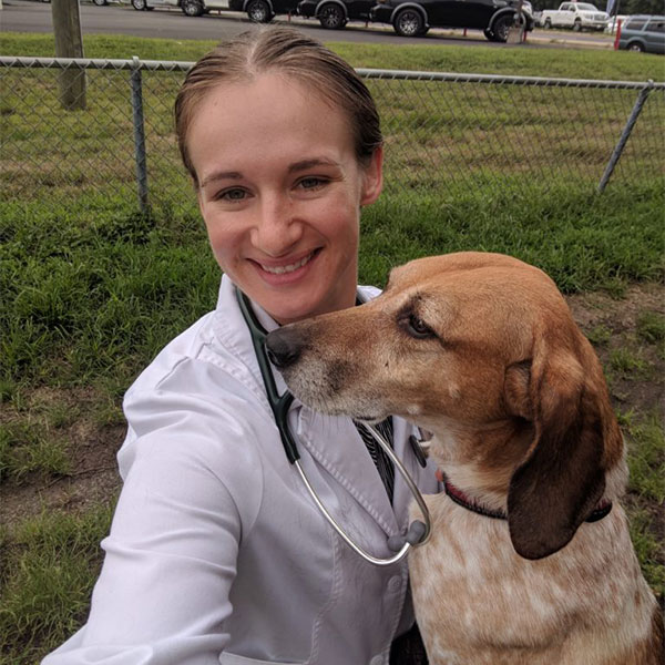 doctor brittany haughton holding dog