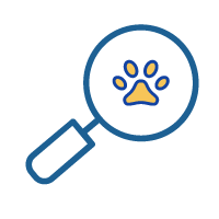 icon of magnifying glass with paw inside